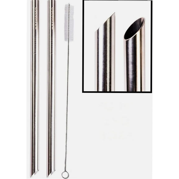 2 POINT END BOBA Straw Stainless Steel Extra Wide 1/2" x 9.5" Long Tapioca Pearl Bubble Tea Thick FAT - Brand (2 Point End Boba)