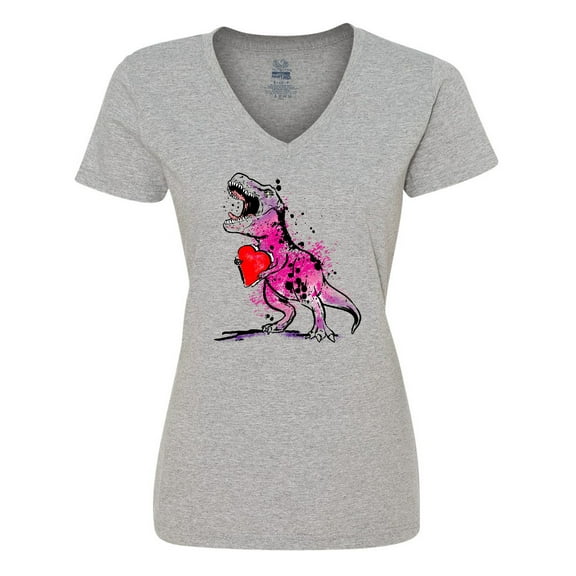 Inktastic Valentine's Day Graffiti T-Rex with Heart Shaped Candy Box Women's V-Neck T-Shirt