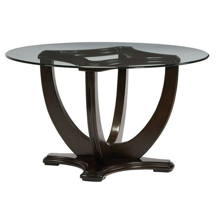 Standard Furniture Mulholland Boulevard Round Glass Dining Table W Standard Furniture Mulholland Boulevard Round Glass Dining Table W Pedestal Base In Brown Cherry