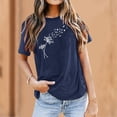 thumbnail image 2 of TSADFHJI Hauts de Noël Élégants pour Femmes Plus Mode Décontractée Impression de Mots Chemises Col Rond Manches Courtes Tee Tops Tunique Blouse S Marine, 2 of 5
