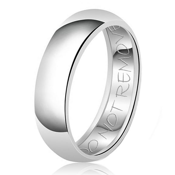 Tioneer 8mm Do Not Remove Engraved Classic Tioneer Sterling Silver Plain Wedding Band Ring