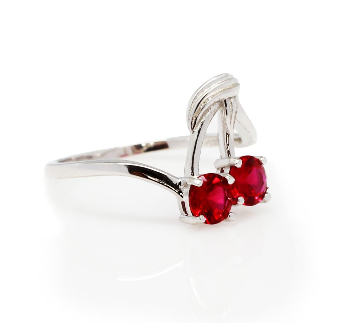 9mm Glitzs Jewels Sterling Silver Simulated Ruby Two Stars Ring