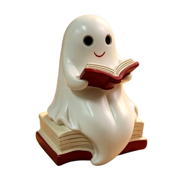 Cute Ghost Pumpkin Skull Glow Lamp Halloween Ornament – Handcrafted Resin Tabletop Light – Festive Vintage Halloween Decor for Fireplace Counter Halloween Party Decorations