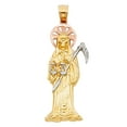 thumbnail image 2 of 14K Tri Color Gold Grim Reaper Pendant with 1.9mm Figaro 3+1 Chain Chain Necklace - 18", 2 of 4