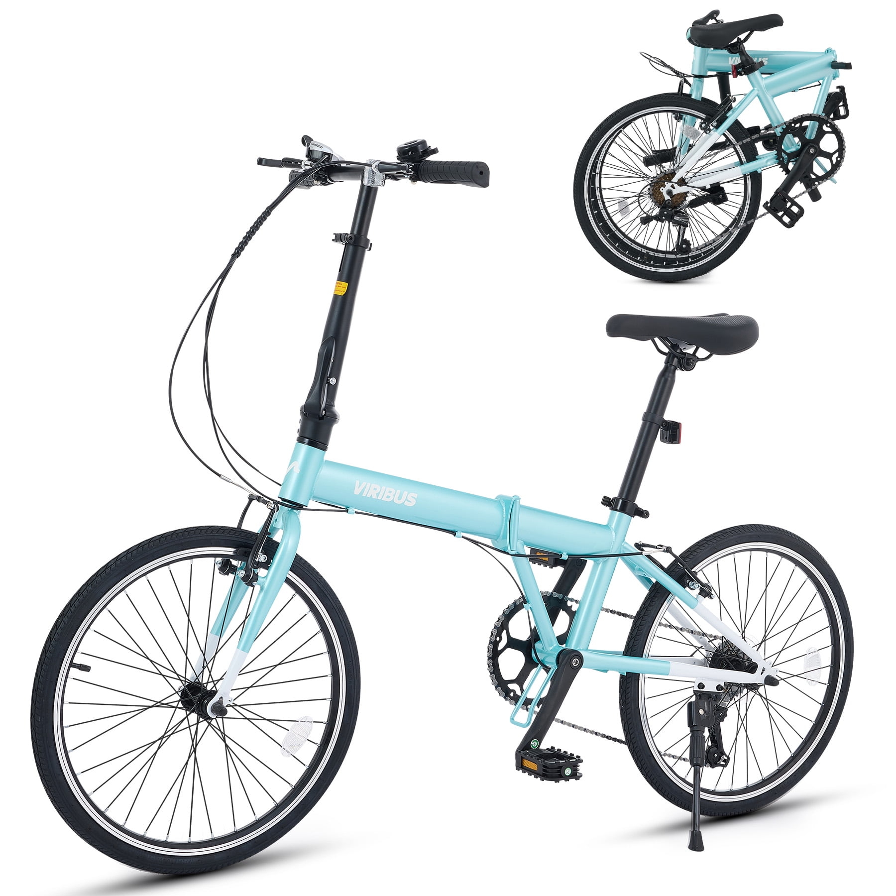 Vélo Pliant 20 Pouces 6 Vitesses – Cadre Acier Carbone, Pliable Rapidement, Pour Adultes Et Enfants (taille 4,6 à 6,2 Pieds) – Blanc
