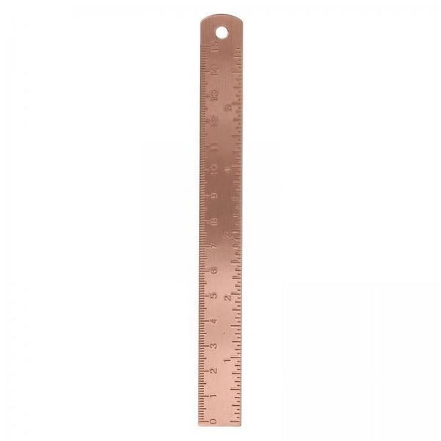 pequeña regla recta,Regla pequeña de metal de 6 pulgadas,regla de cobre métrica,Regla recta de metal,marcador,herramienta de medición,Regla de dibujo lineal grabada de dos escalas en cm y