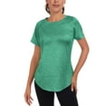 thumbnail image 2 of Htigea Clearance Women's Short Sleeve T-Shirt Moisture Workout Athletic Running Shirts Green,2XL, 2 of 5
