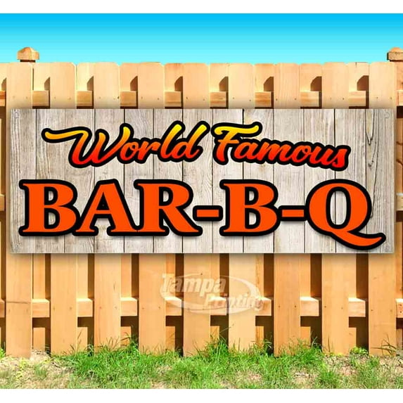 World Famous BBQ 13 oz Vinyl Banner With Metal Grommets