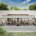 thumbnail image 3 of ALAULM 10' x 28' Gazebo，Hard Top Lean to Gazebo Wall Mount Heavy Hardtop Gazebo Outdoor Pergola with Curtains and Netting for Patio Garden Lawn Backyard Deck (Sand), 3 of 6