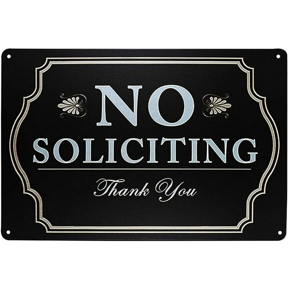 No Soliciting Sign,Do Not Knock Signs Metal Door Signs for Home Business Black 8 X 12Inch
