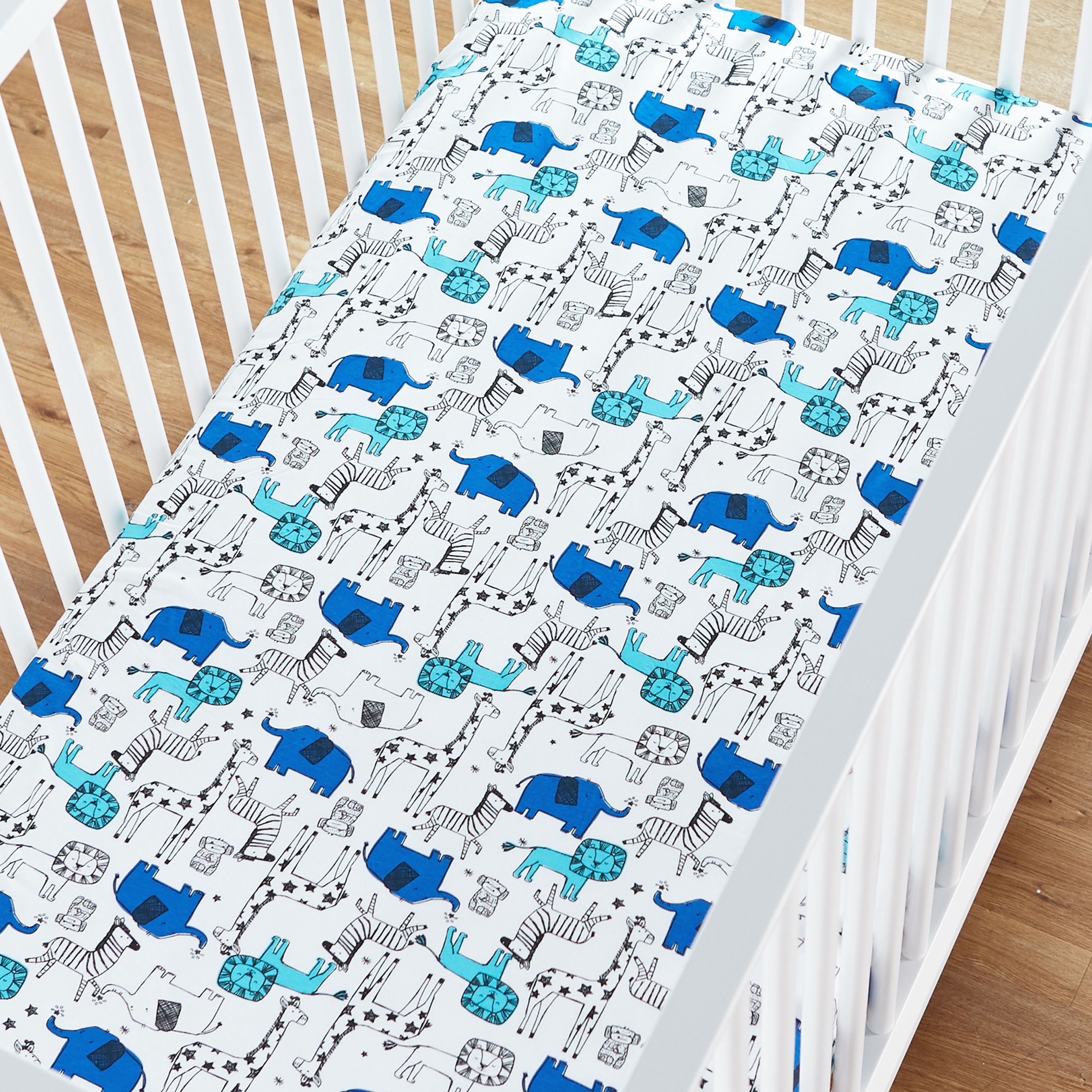 Little Star Organic 100% Pure Organic Cotton Fitted Jersey Knit Crib Sheets, 2 Pk, Modern Safari