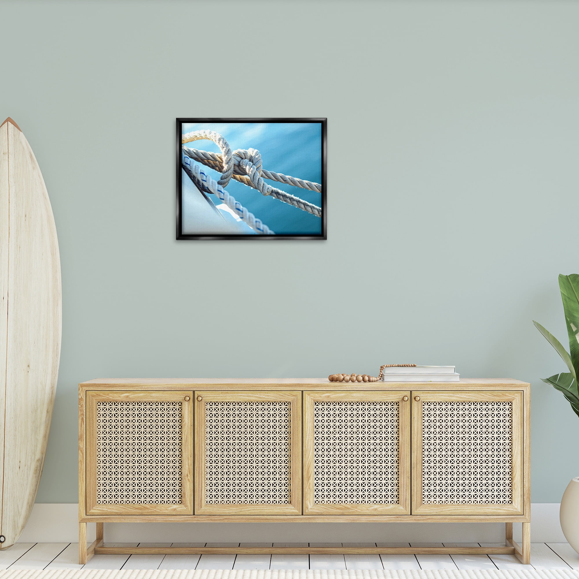 Stupell Industries Nautical Boating Knot Transportation Photography Black Floater Framed Canvas Art Print Wall Art, 31 x 25