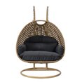 thumbnail image 3 of HomeStock Zen Zone Light Brown Wicker Hanging 2 person Egg Swing Chair, 3 of 5