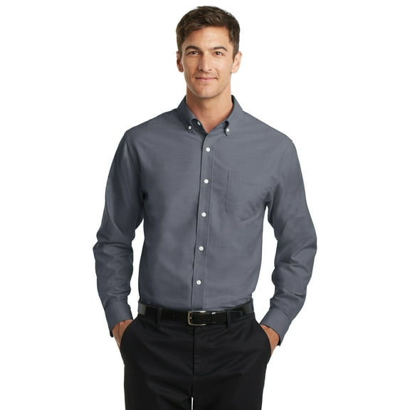 Port Authority TS658 Tall SuperPro Oxford Shirt, Black, 3XLT