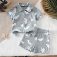 thumbnail image 6 of WhouRiu Boys Casual Outfits Short Sleeve Button Up Shirts And Shorts Sets Baby Summer Beach Clothes, 6 of 9