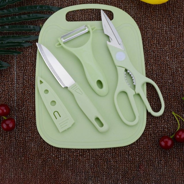 2-in-1 Cutting Board Set, Household Vegetable Peeler Chopping Board, Fruit Knife, Scissor, Home Kitchen Tool