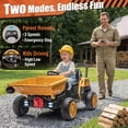 thumbnail image 3 of Joyracer 24 Volt Ride on Toys with Remote, Power Truck Wheels with Metal Frame, Bluetooth, Dump Bed, Shovel, Gift for Toddlers, Brownish Yellow, 3 of 13