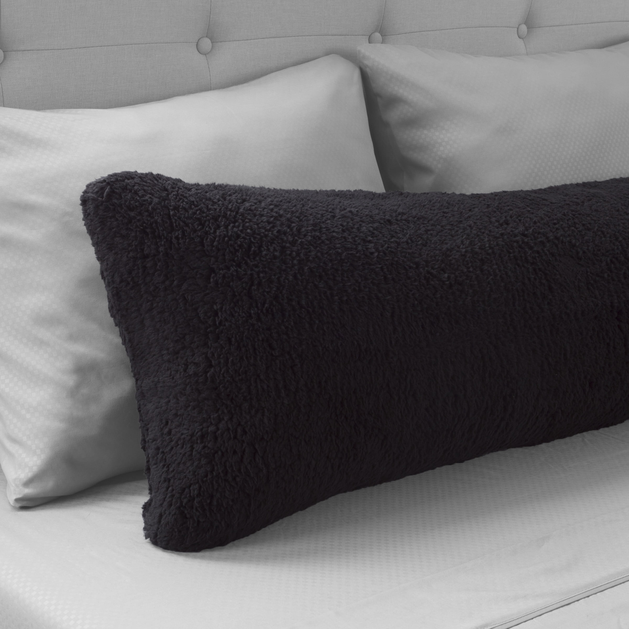 Somerset Home 52-inch Sherpa Body Pillowcase with Zipper for Adult (Black)