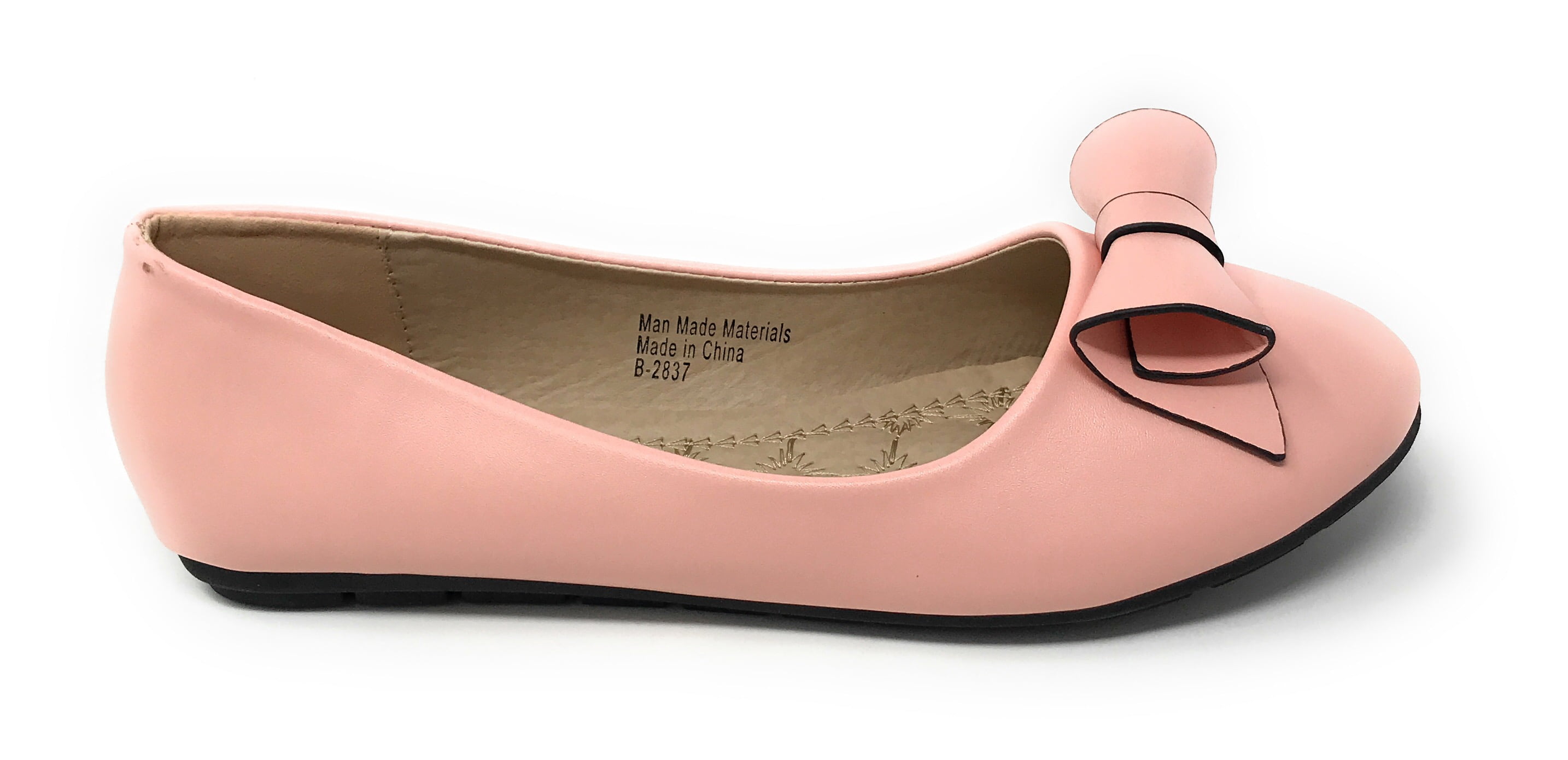 Victoria K Women's Faux Leather Roll Bow Ballerina Flats