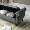 thumbnail image 4 of Cterwk Velvet Storage Footstool with Solid Wood Legs, Long Bench for Living Room, Bedroom, Gray, 4 of 5