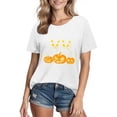 thumbnail image 2 of JOANKDMI Women's Halloween Shirts Black Cat and Pumpkin Graphic Tees Short Sleeve Jack-O-Lantern Tops Casual Season Fall Holiday Clothing, 2 of 3
