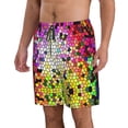 thumbnail image 2 of Bixox Men's Colorful Tie Dye Stained Glass 3 printing Casual Classic Fit Short Summer Beach Shorts, 2 of 6