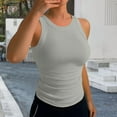 thumbnail image 2 of Fshinging Womens Tops T Shirts Solid Color Sleeveless Backless Sport Casual Slim Women Clothes, 2 of 4