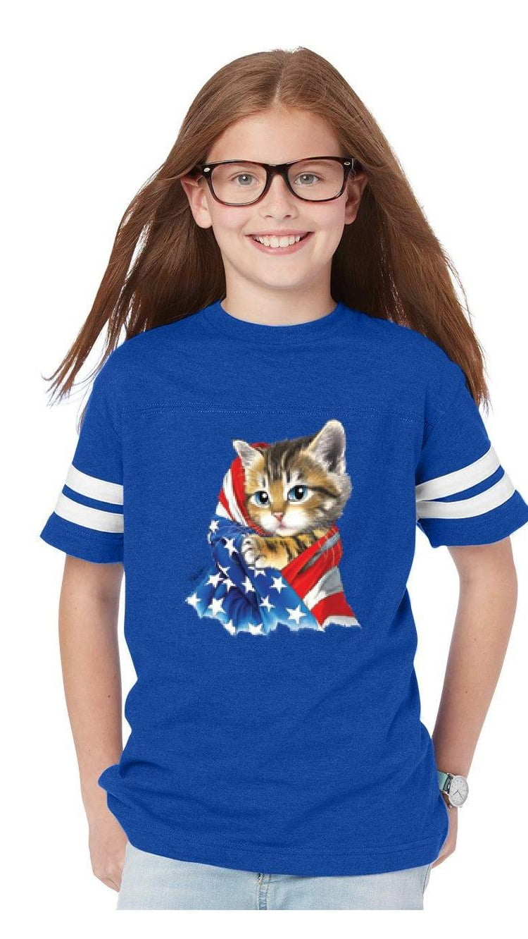 Mom's Favorite - Youth American Flag 4th of July Kitty Football Fine ...