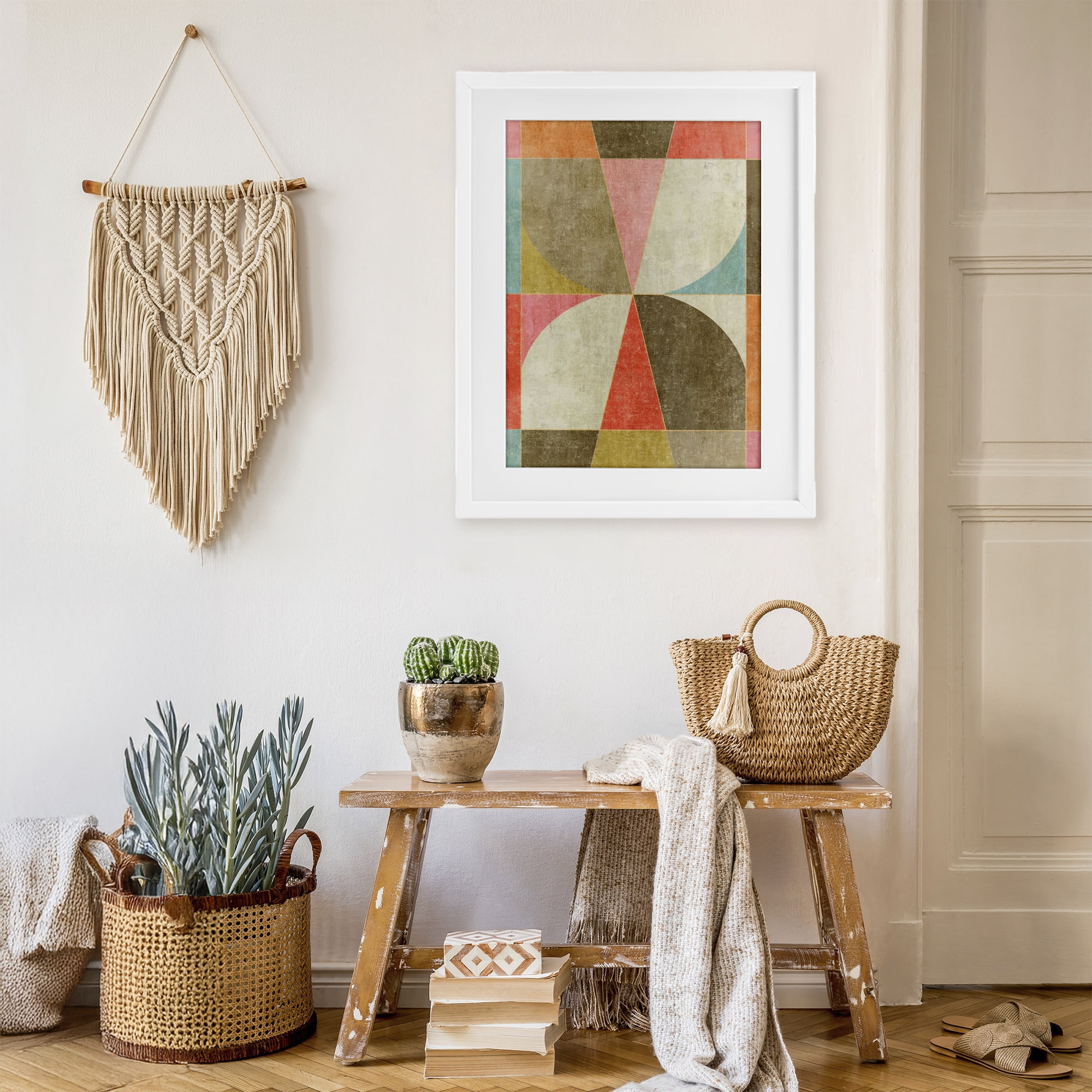 Stupell Industries Pinwheel Symmetric Shapes White Framed Print Under Glass, design by Suzanne Nicoll
