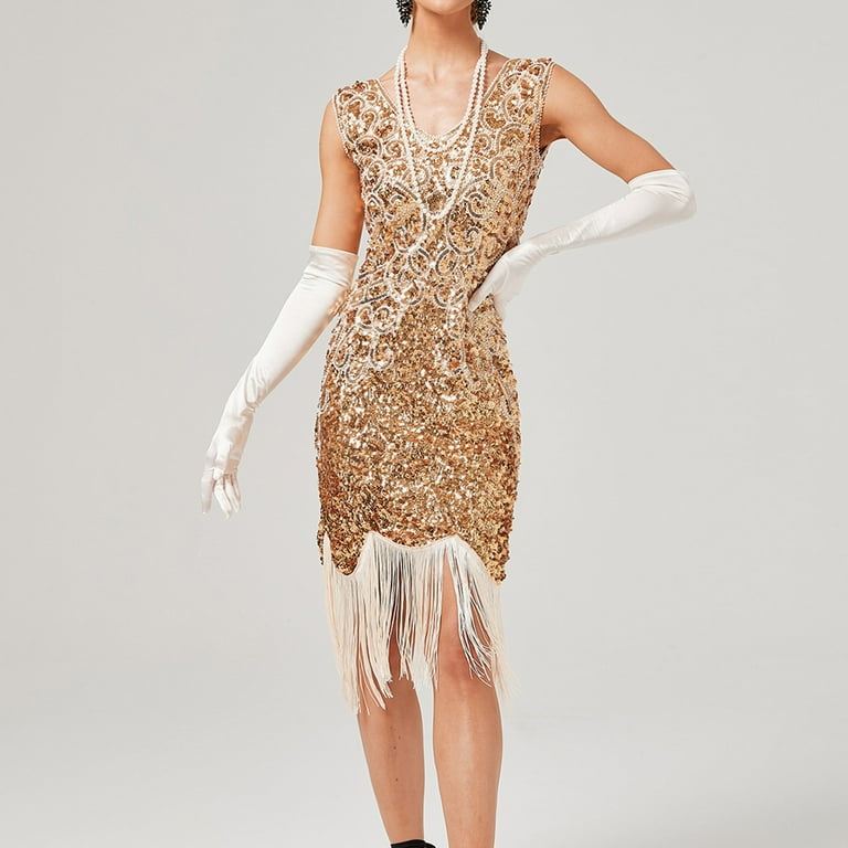 New Years Eve Dresses For Women Vintage Sleeveless Sequin Beaded
