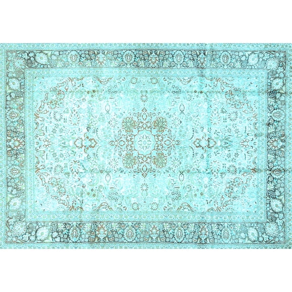 Ahgly Company Indoor Rectangle Persian Light Blue Traditional Area Rugs, 5' x 7'