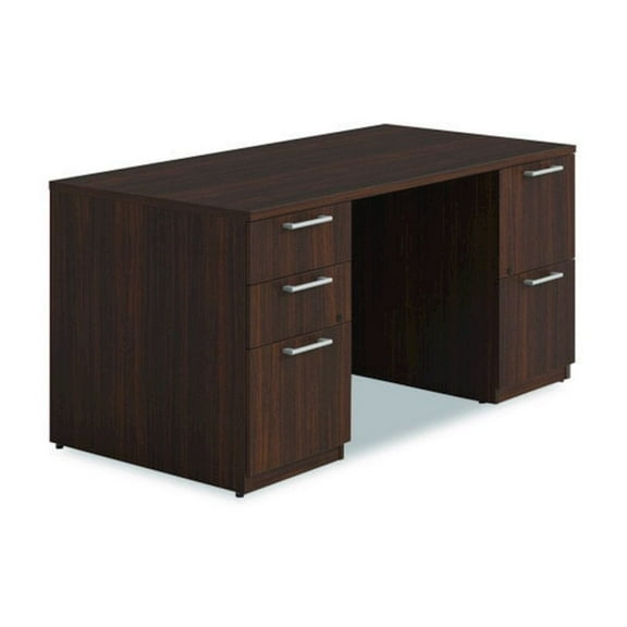 Alera Seville Series Double Pedestal Desk, 60" x 30" x 29", Mahogany