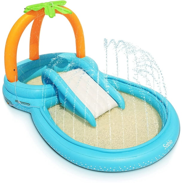 Sable Inflatable Play Center Wading Pool with Slide for Kids Children