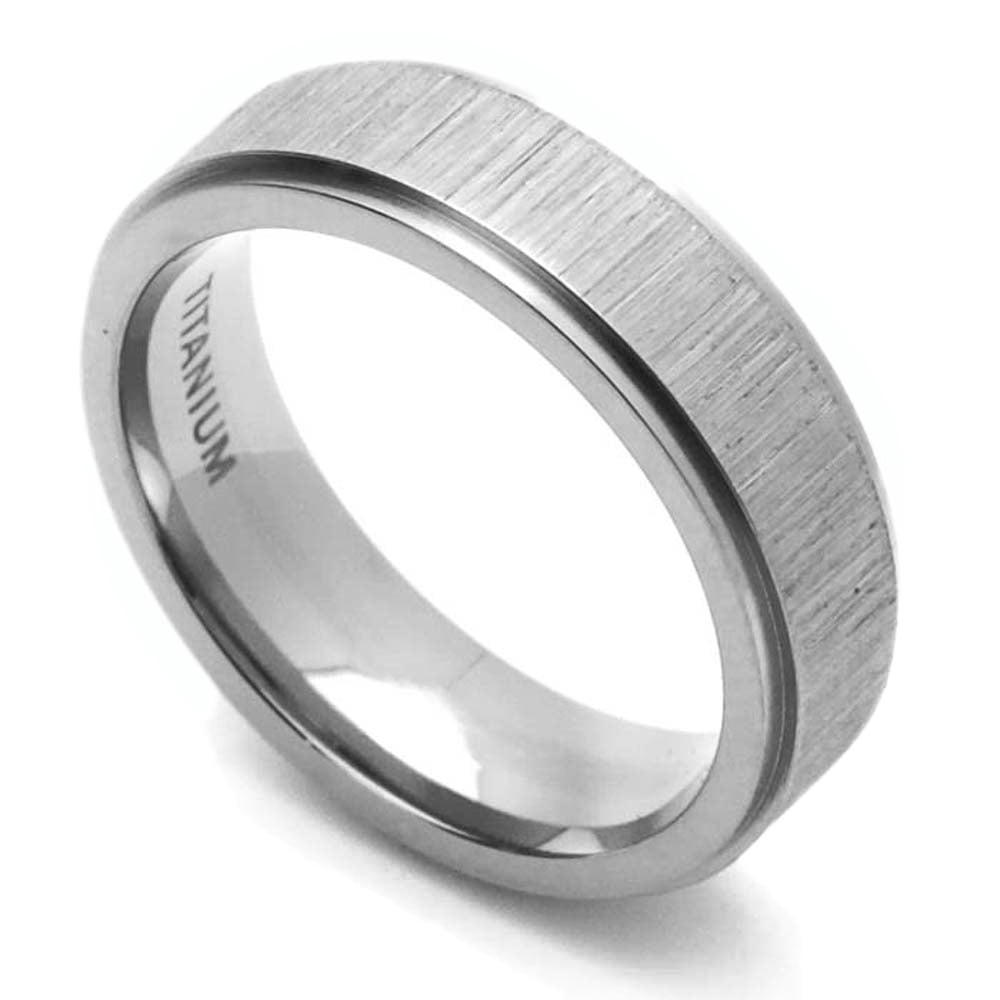 6MM Comfort Fit Titanium Wedding Band Flat Hard Brushed Ring (Size 7 to 14)