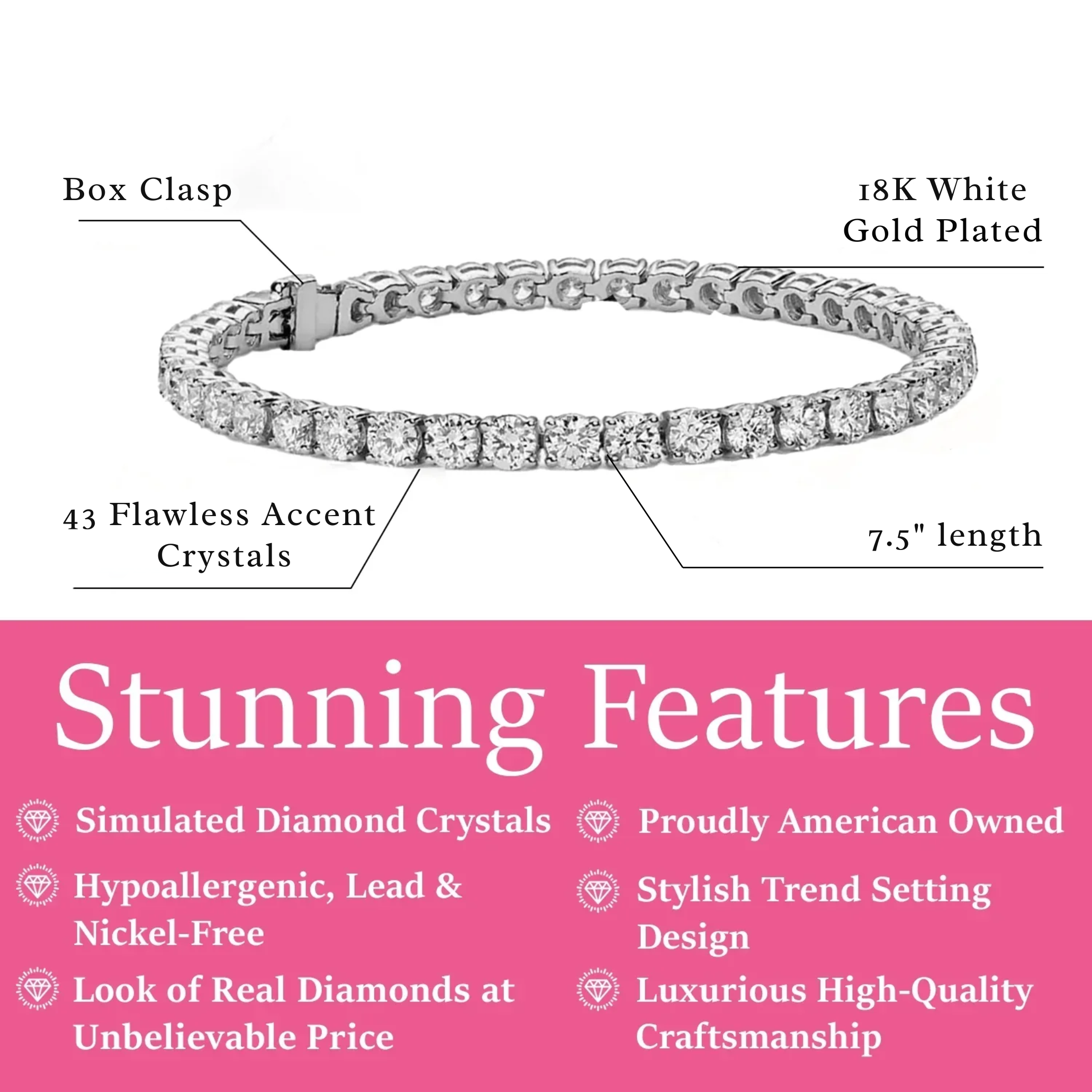 Cate & Chloe Olivia White Gold Tennis Bracelet photo 3