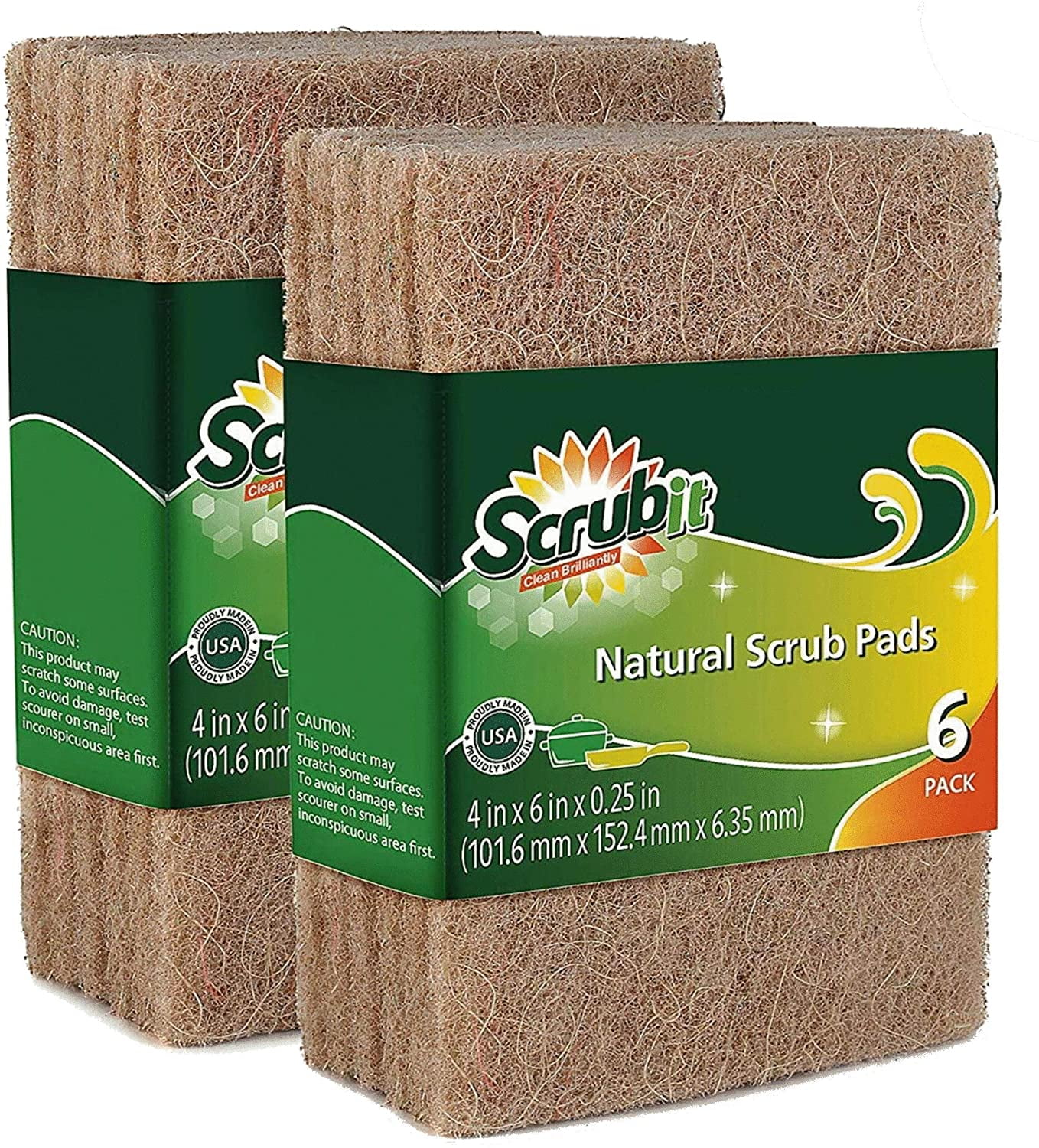 Photo 1 of All Natural Scouring Pad by Scrub-it - Cuts Through Kitchen Dirt with Ease - Dish and Pot Non-Scratch Scrubber - 100 Natural Sisal Cleaning Scrubbing Pads - No Harmful Chemicals -12 Pack