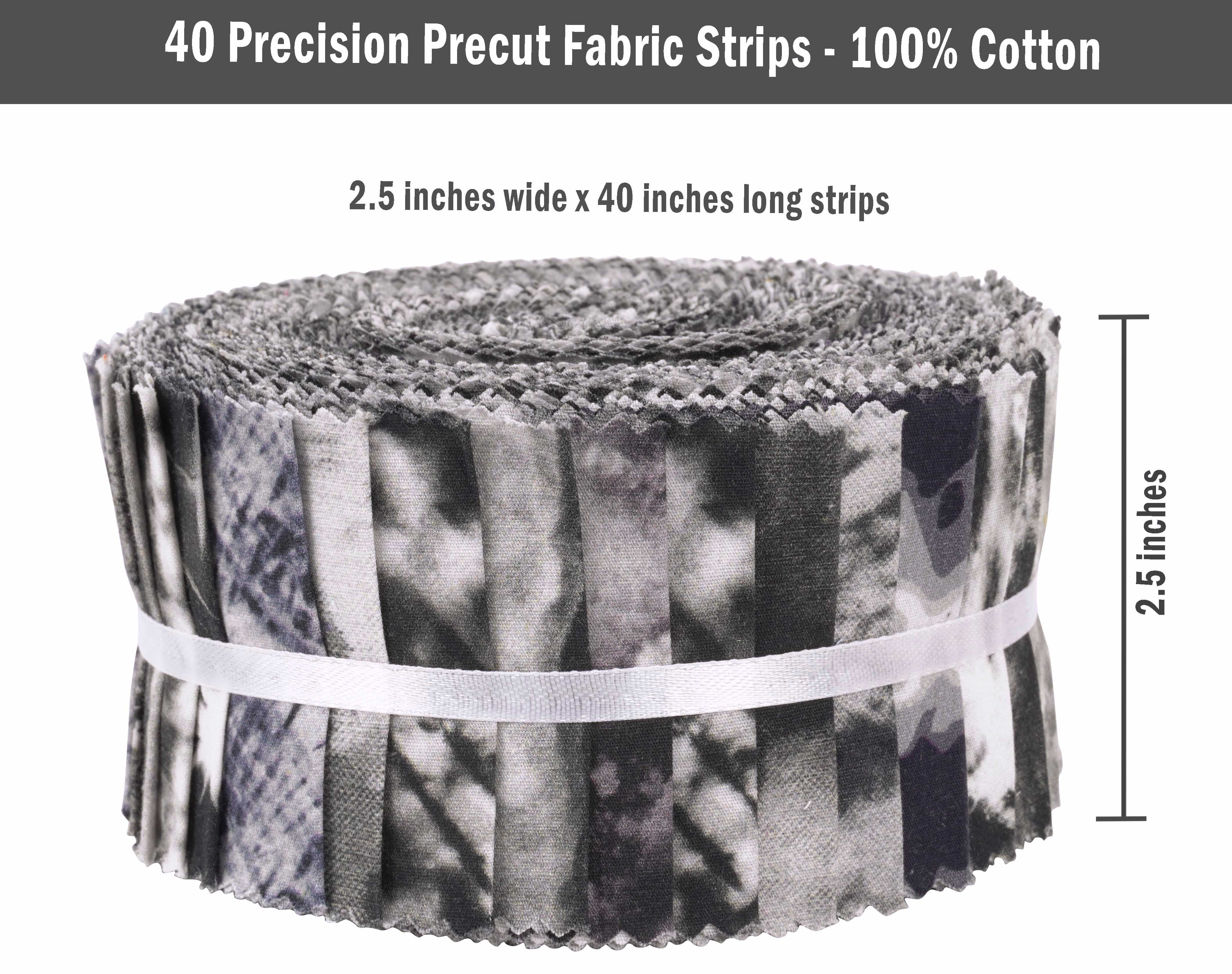 Soimoi 40Pcs Tie Dye Print Cotton Precut Fabrics For Quilting Craft Strips 2.5x42inches Jelly Roll - Black