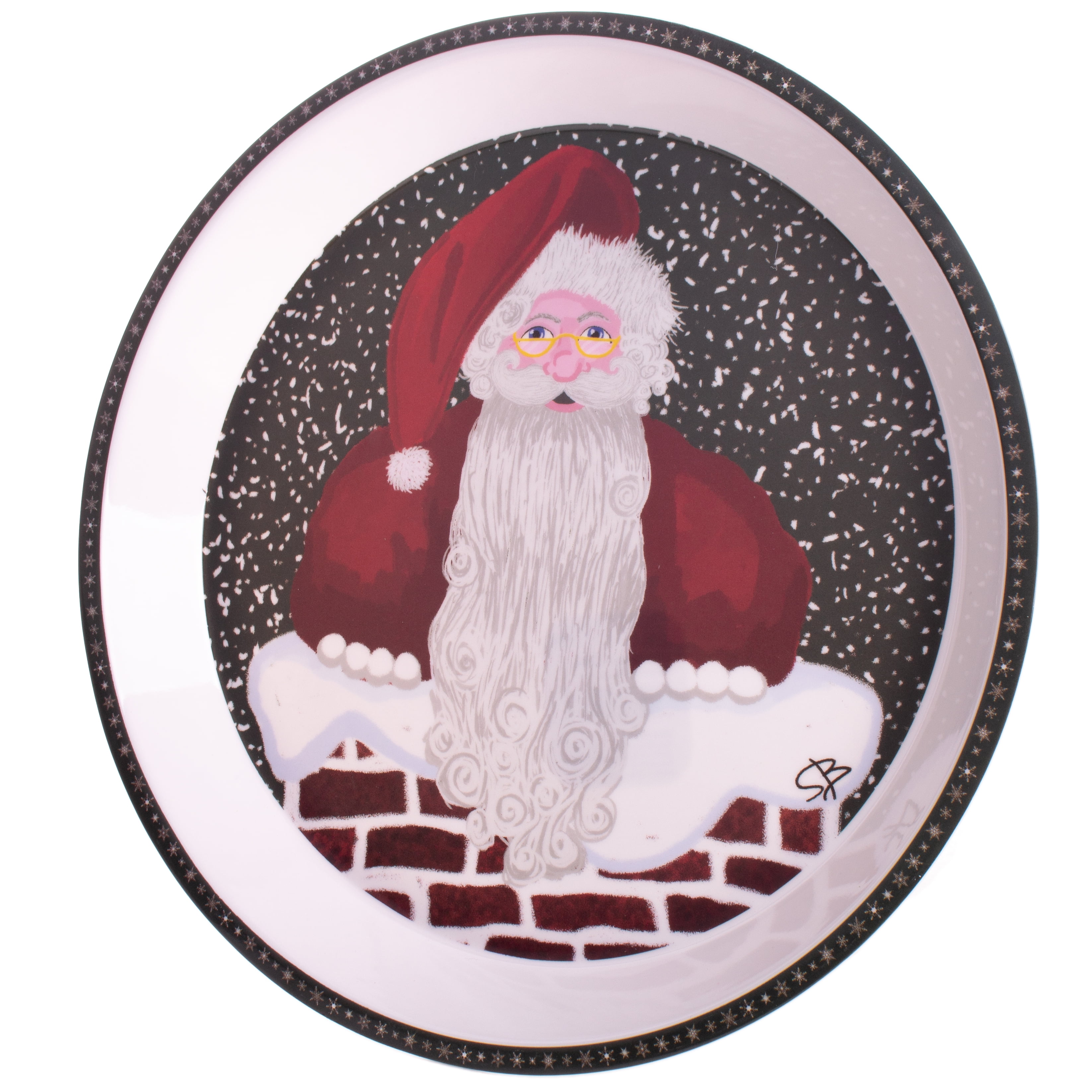 Christmas Village Cookies for Santa ceramic plate white red green holiday 
