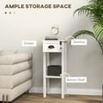 thumbnail image 3 of HOMCOM 2-Tier Side Tables with Drawer, Narrow End Tables with Bottom Shelf, for Living Room, Set of 2, White, 3 of 9