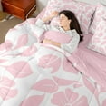 thumbnail image 4 of Feelyou Pink Flower Print Bedding Comforter Set 7-Piece for Girls, Cartoon Blossoms Floral King Bedding Sets, Retro Western Theme Reversible Bed Sheets, Super Cozy Room Decor, 4 of 7