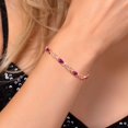 thumbnail image 5 of Gem Stone King 18K Rose Gold Plated Silver Red Created Ruby and Lab Grown Diamond Bracelet for Women | 4.01 Cttw | Gemstone July Birthstone | Oval 6X4MM | Length 7.25 inches, 5 of 6