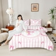thumbnail image 4 of Homewish Personalized Initial P 2pcs Bedding Comforter Set For Teens Boys Girls,Geometric Stripes Twin Comforter Sets,Cute Ribbon Bow Breathable Bedding Set,Microfiber Bedroom Decor,Reversible, 4 of 8