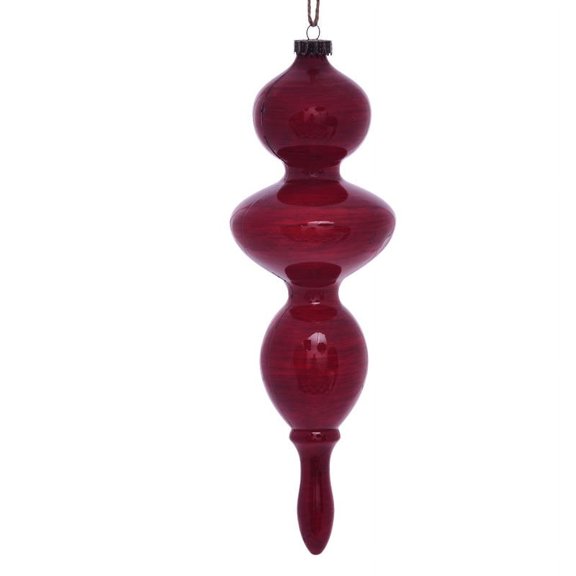 Vickerman 14" Red Wood Grain Bubble Finial Ornament, Pack of 3