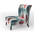 thumbnail image 3 of Designart "Outdoor Moments of Love V" Red Traditional Upholstered Accent Chair - Traditional Arm Chair For Bedroom, 3 of 5
