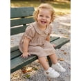 thumbnail image 6 of RUINIXCW Toddler Baby Girl Summer Gingham Plaid Dress Cute Puff Short Sleeve Doll Collar Ruffled Casual A-line Dress Clothes 6 Months to 4 Years, 6 of 9