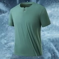 thumbnail image 7 of Hfnxid Men's Muscle Shirt Slim Henley Short Sleeve Shirts Crewneck Lightweight Longline T-Shirt Gym Workout Athletic Shirt Tees with Button Mint Green XXL, 7 of 7