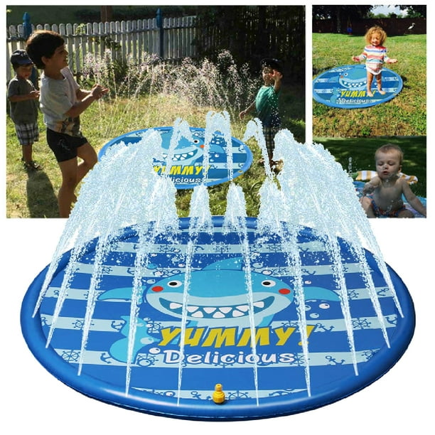 Sprinkler & Splash Water Pad mat, Big 67'' Inflatable blow up pool Sprinkle Mat, Outside kiddie