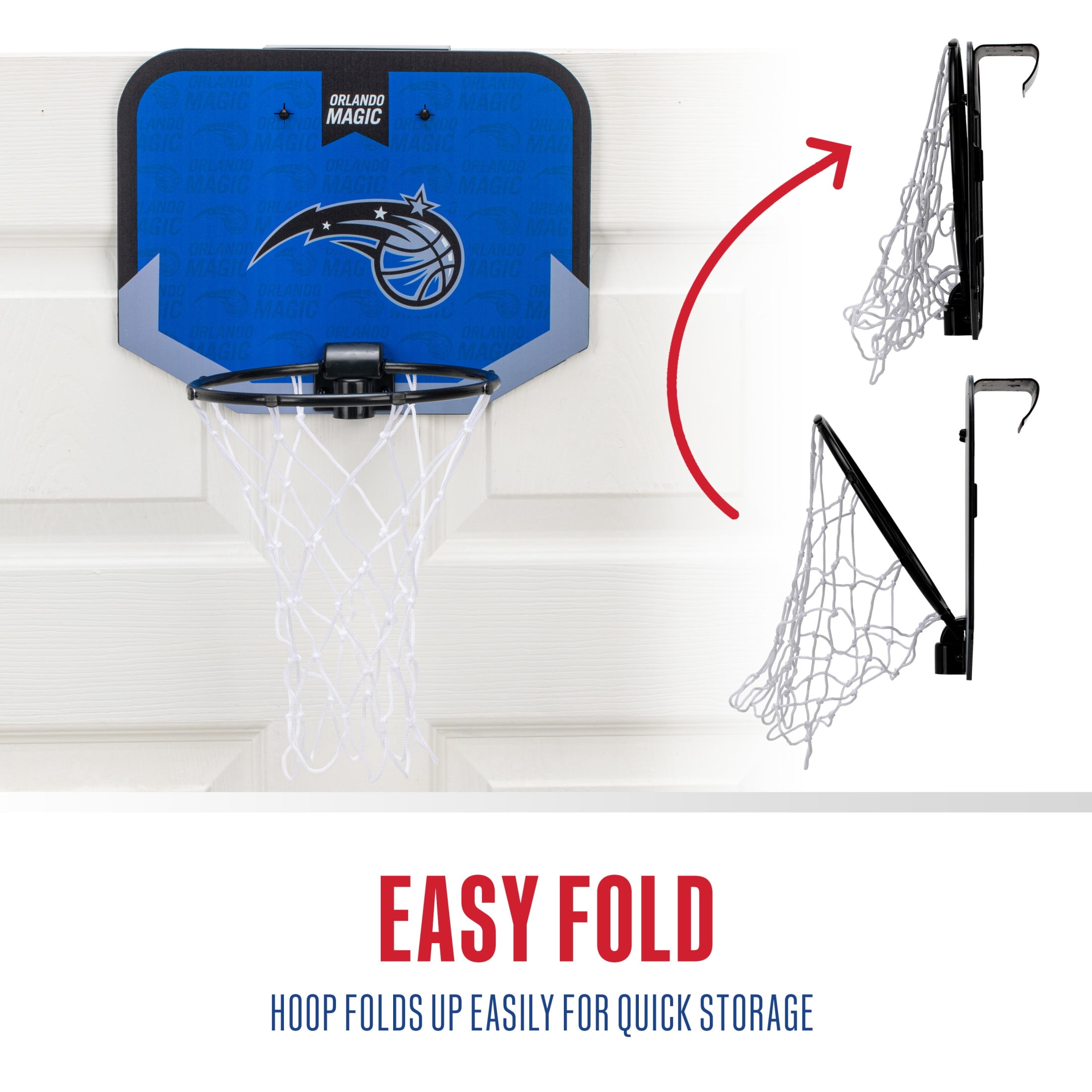 Franklin Sports NBA Orlando Magic Mini Over the Door Basketball Hoop - Kids Indoor Mini Basketball Hoop with Basketball - NBA Fan Shop Mini Hoop for Bedroom + Office - Over the Door Mini Hoop Set