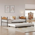 thumbnail image 2 of Yeshouse Daybed with Trundle, Metal Twin Bed Frame with Pop Up Foldable Trundle Bed, Sofa Bed Frame with Stylish Headboard, Heavy Duty Steel Slats Platform for Living Room, Bedroom and Guest Room, 2 of 9