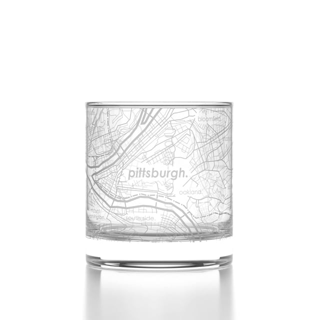 Vaso de Whisky Well Told con Mapa de Pittsburgh 325 ml Transparente